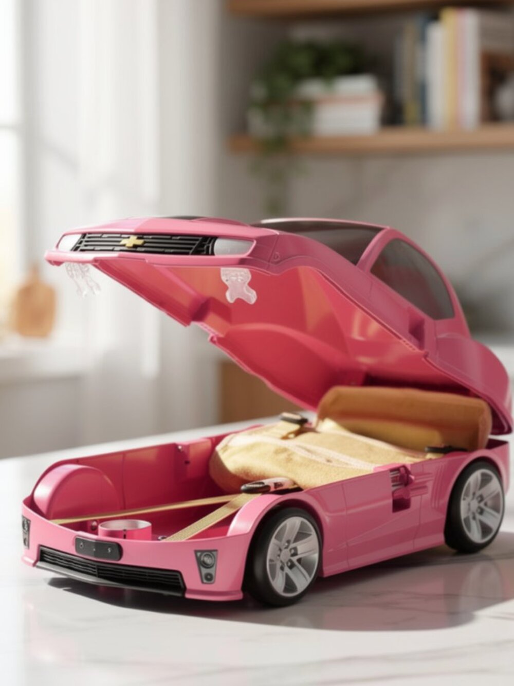 Pink Bumblebee Camaro Rolling Backpack Trolley Luggage for Kids